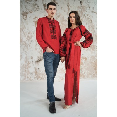 Embroidered Man&Woman Set "Fantasy" red